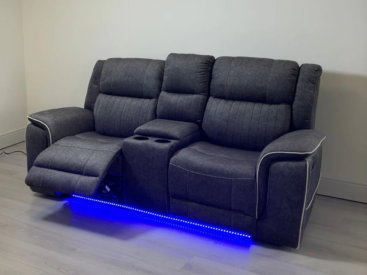 Hanna 2 Seater Electric Recliner Sofa in Grey Micro Fabric - Image 5