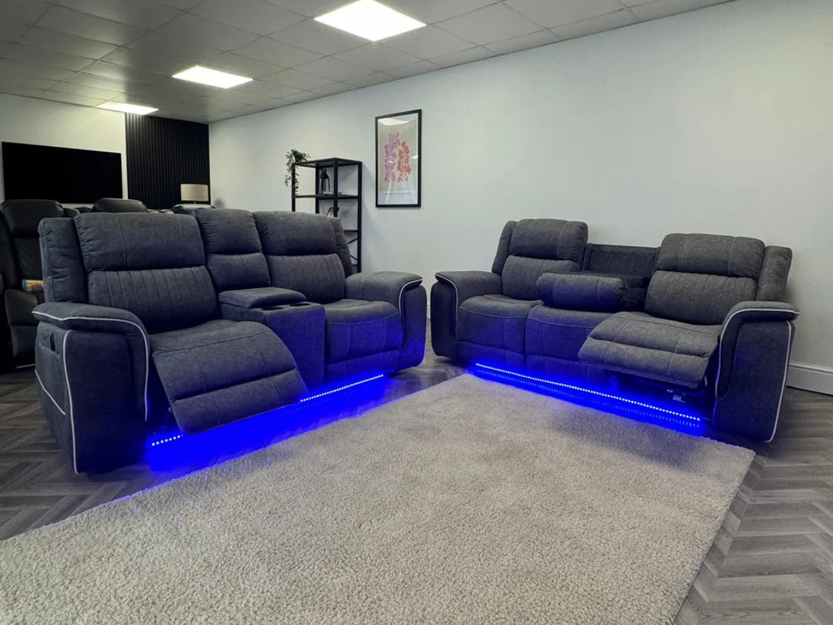 Hanna 3+2 Electric Recliner Sofa Set in Grey Micro Fabric - Image 5