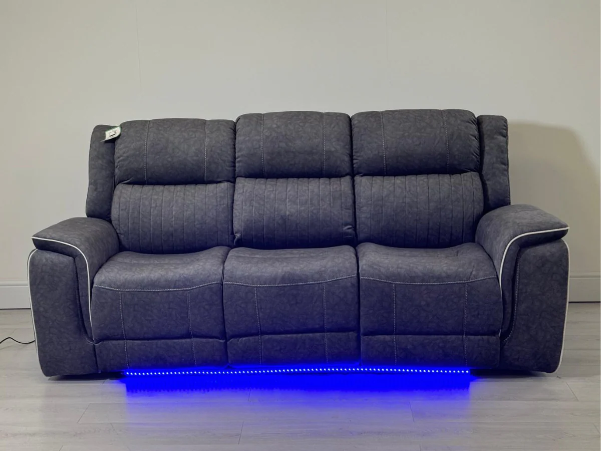Hanna 3 Seater Electric Recliner Sofa in Grey Micro Fabric - Image 6