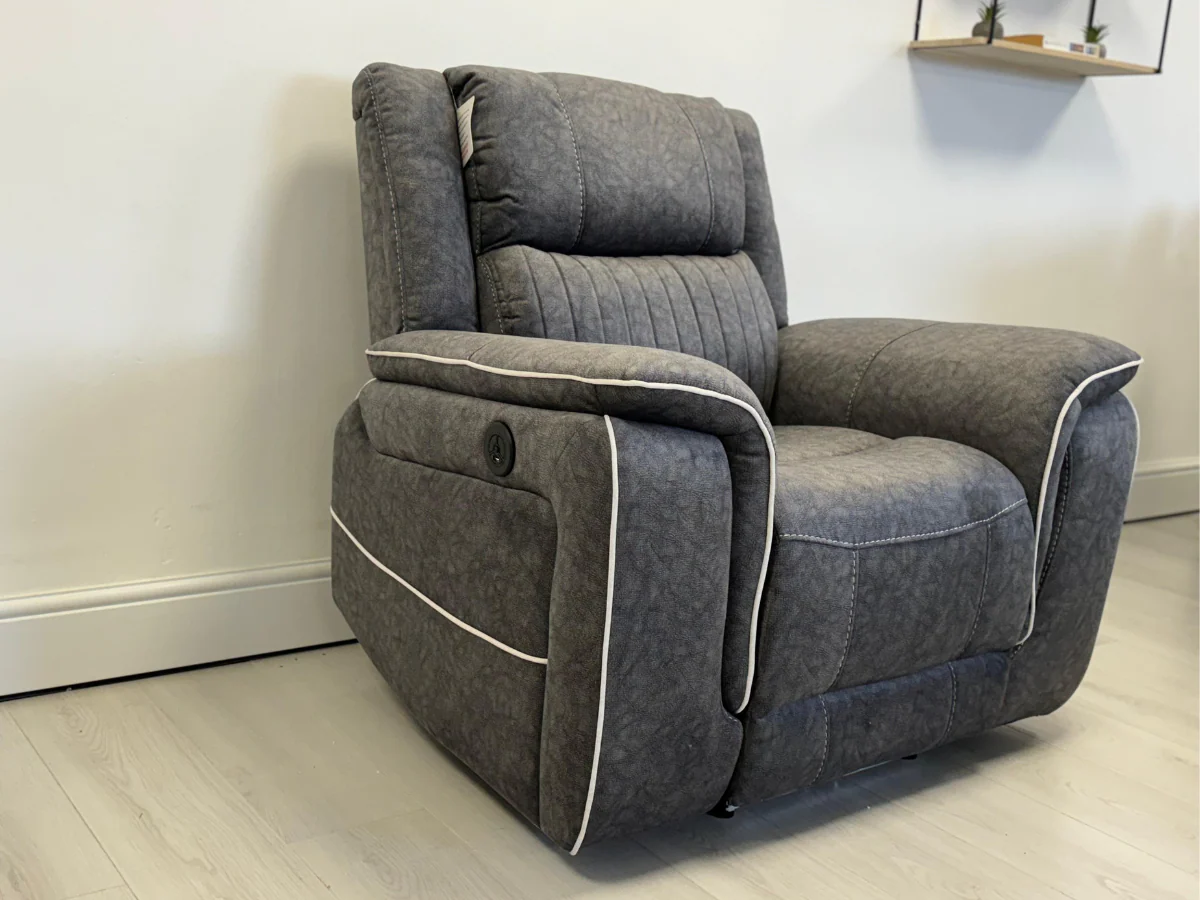 Hanna Electric Recliner Chair Grey Micro Fabric - Image 2