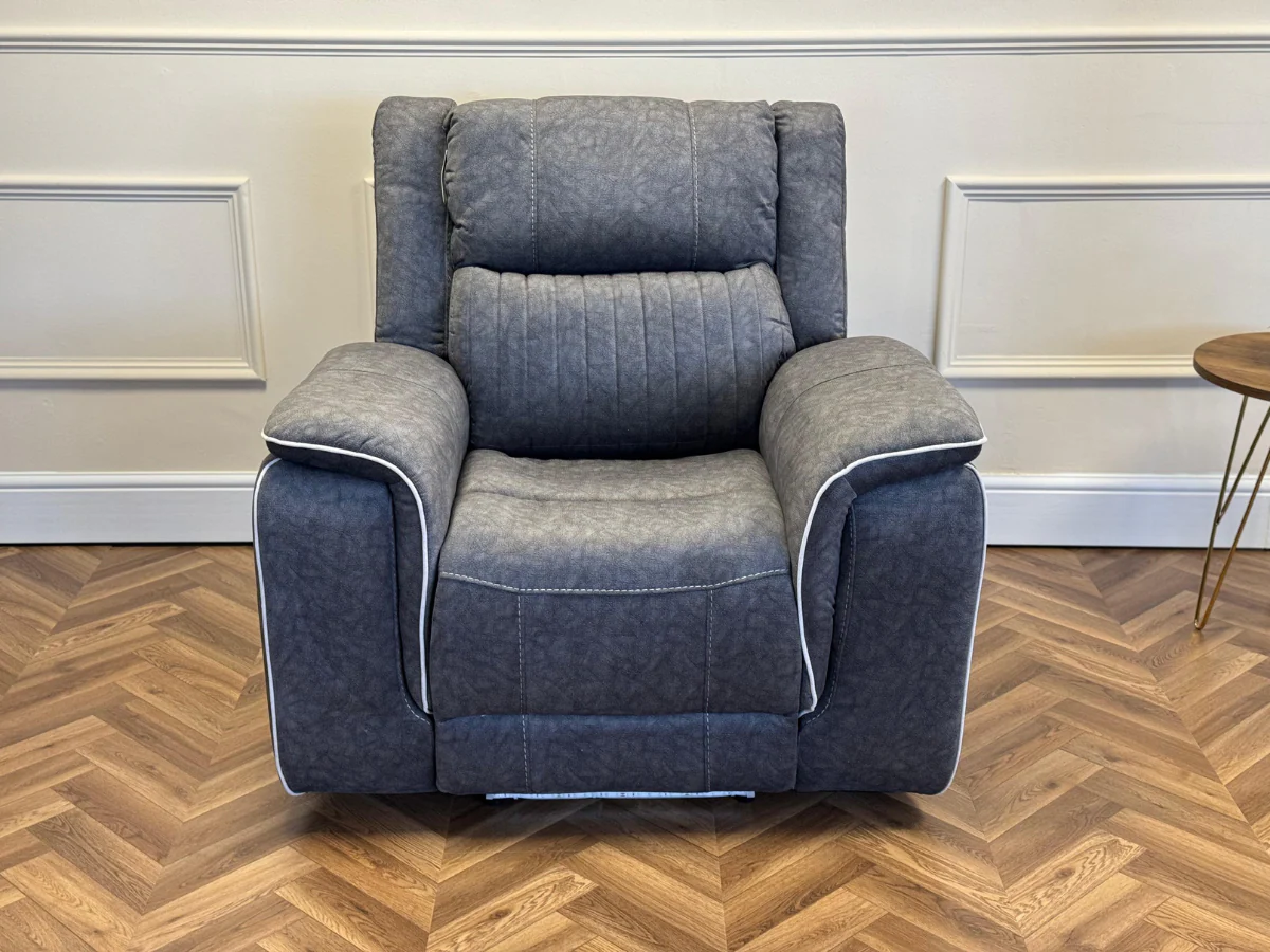 Hanna Electric Recliner Chair Grey Micro Fabric - Image 3