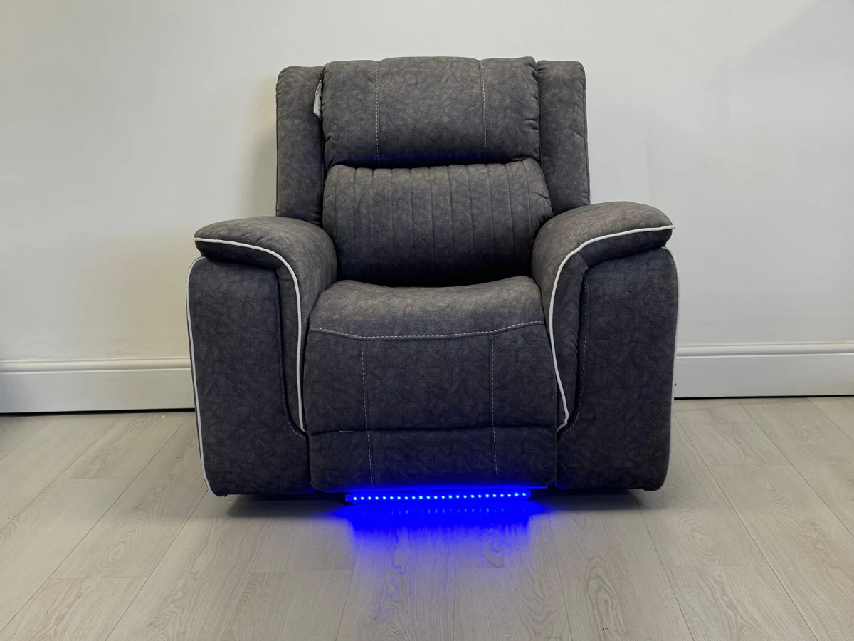 Hanna Electric Recliner Chair Grey Micro Fabric - Image 4