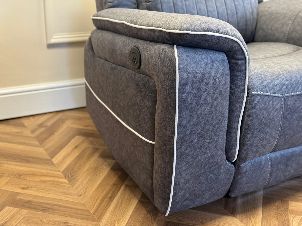 Hanna Electric Recliner Chair Grey Micro Fabric - Image 5