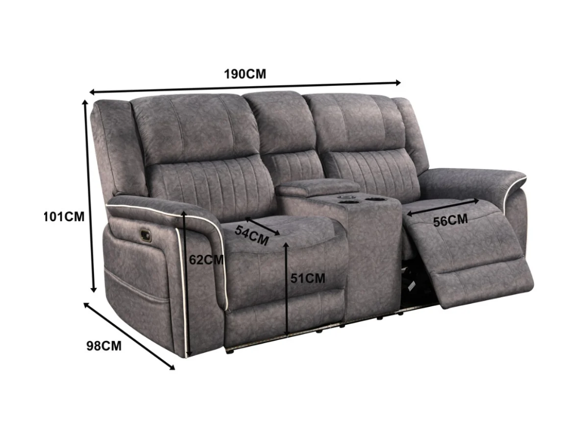 Hannan Fabric 3+2 Electric Recliner Sofa Set Grey - Image 3