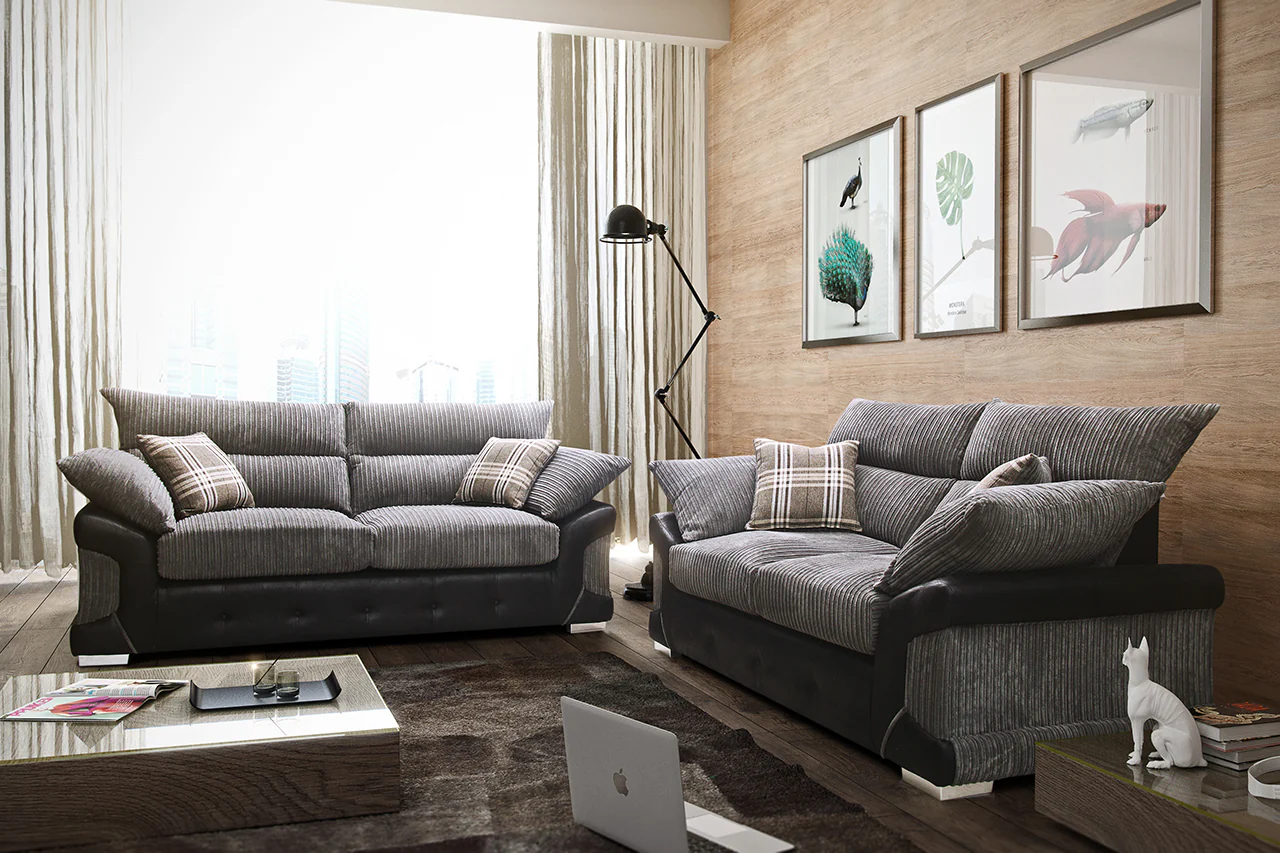 Logan 2 Seater Sofa Black-Grey - Image 2