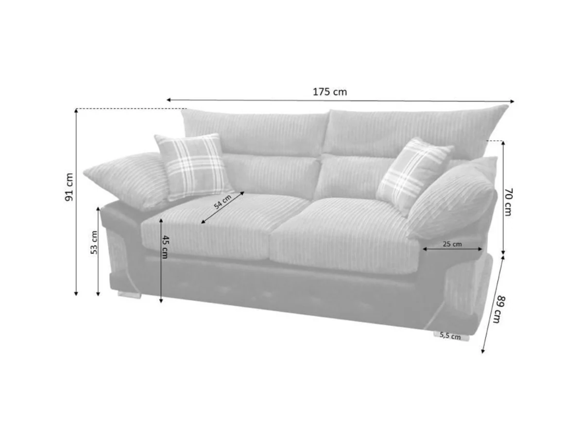 Logan 3+2 Sofa Set Black Grey - Image 2
