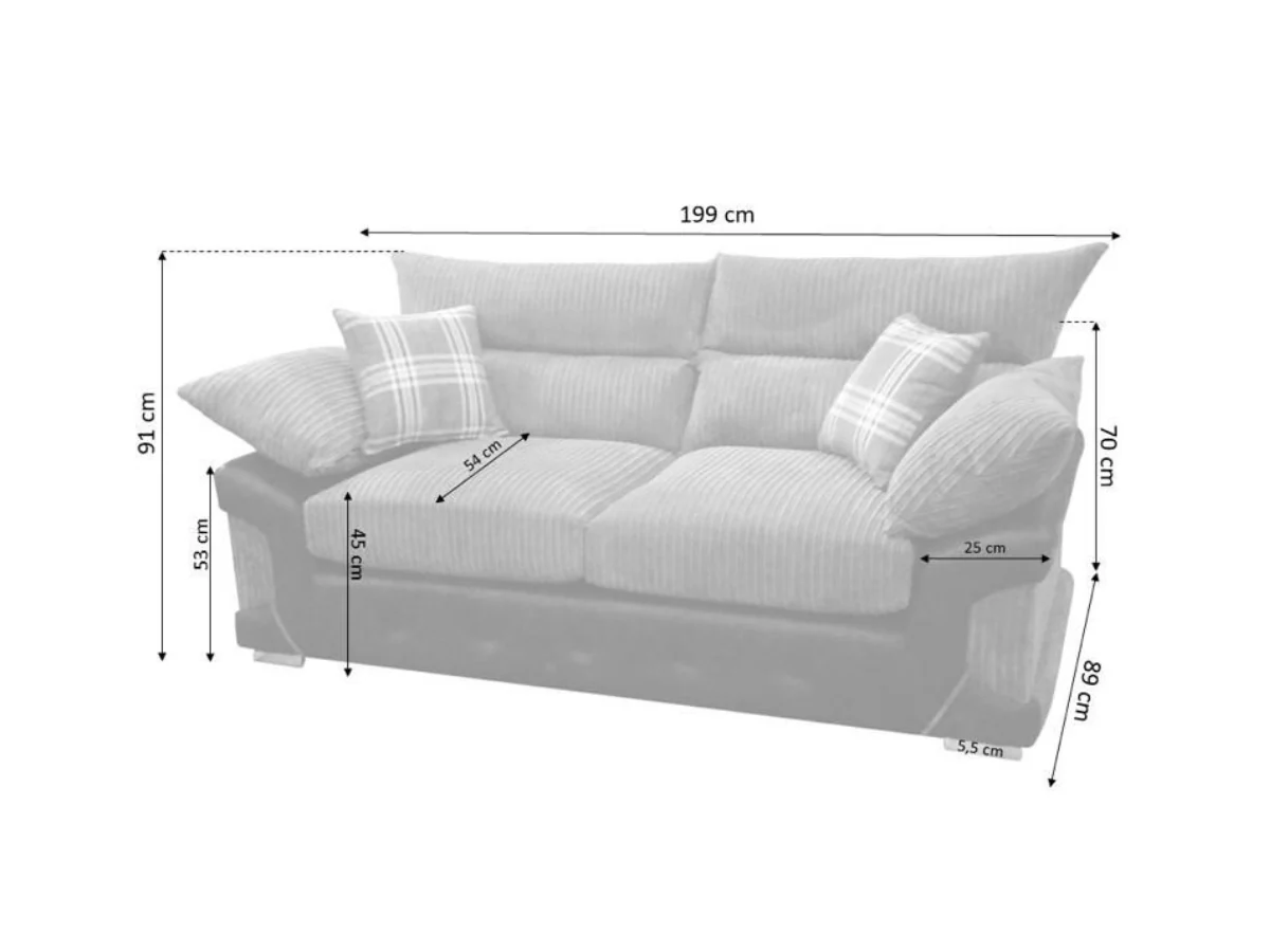 Logan 3+2 Sofa Set Black Grey - Image 3