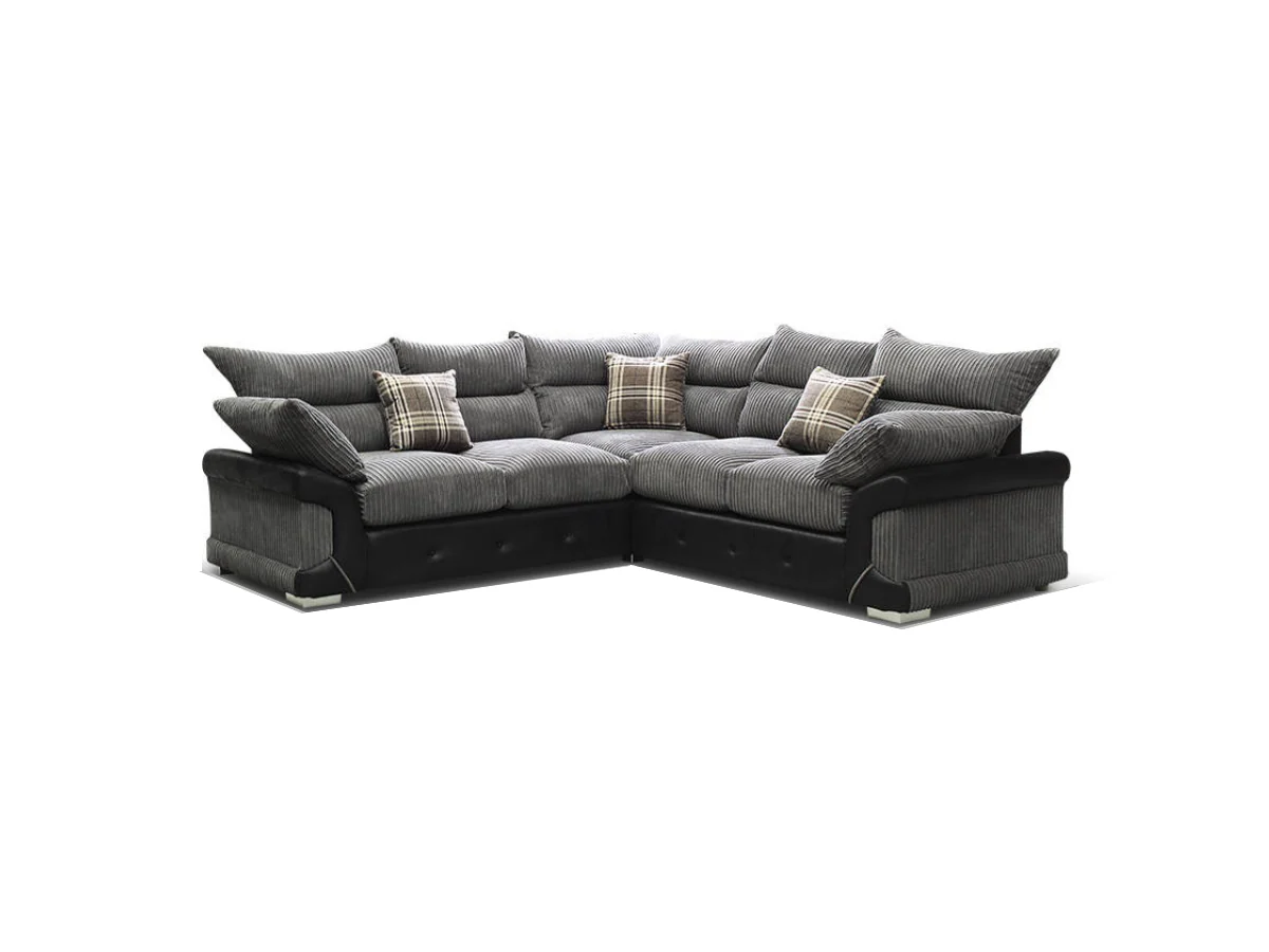 Logan Double Corner Sofa Full Back Grey-Black