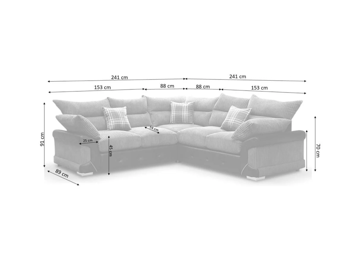 Logan Double Corner Sofa Full Back Grey-Black - Image 3