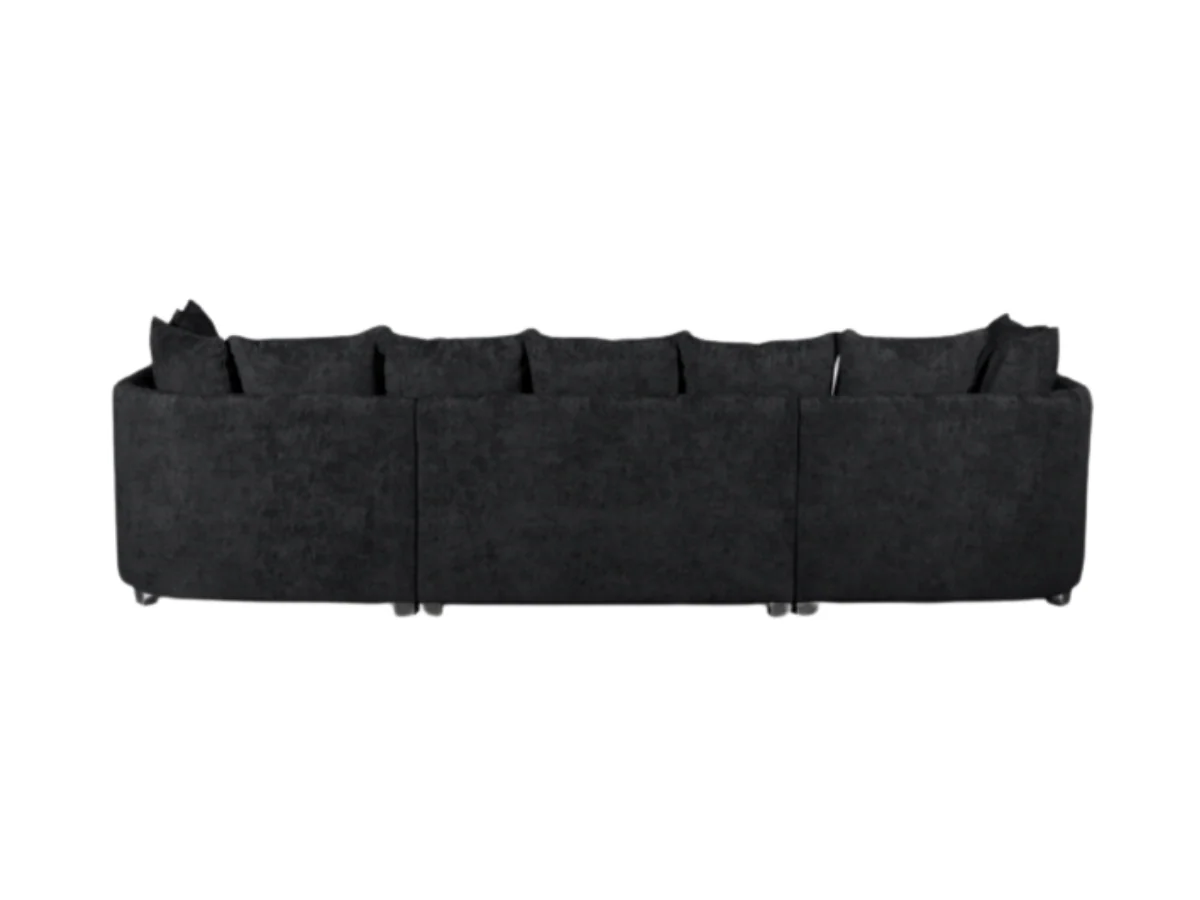 London U Shape Corner Sofa Soft Chenille Black - Image 3