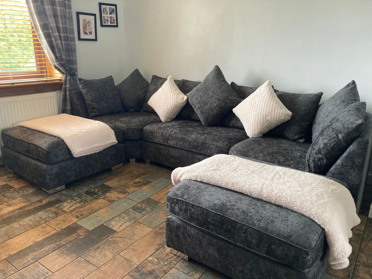 London U Shaped Sofa Soft Chenille - Image 7