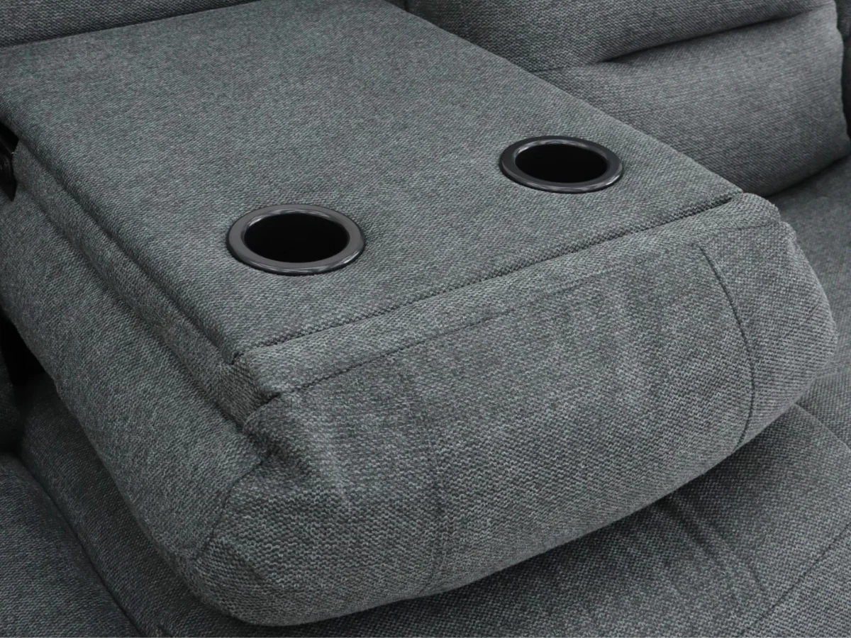 Naples 3+2 Electric Recliner Sofas Grey Chenille Fabric - Image 5