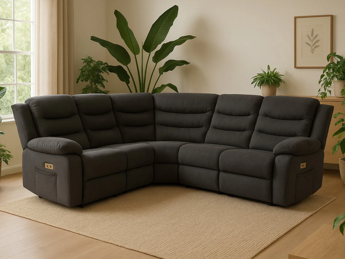Naples Electric Corner Recliner Sofa in Grey Fabric - Image 7