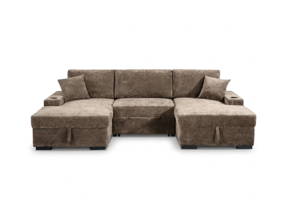 Noma Mink U Shaped Sofa Bed with Storage - Image 3
