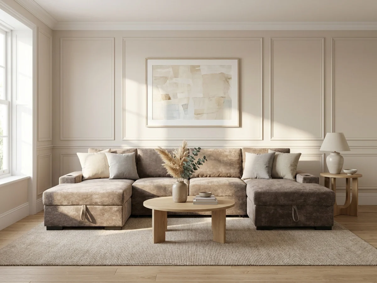 Noma Mink U Shaped Sofa Bed with Storage - Image 5