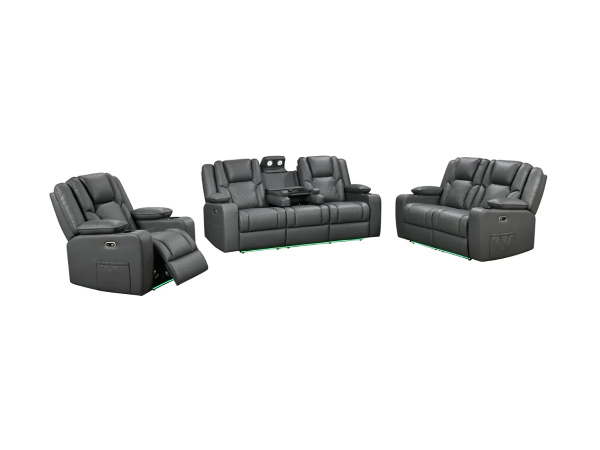 Orlando Grey Electric Recliner Sofa Set 3+2 - Image 6