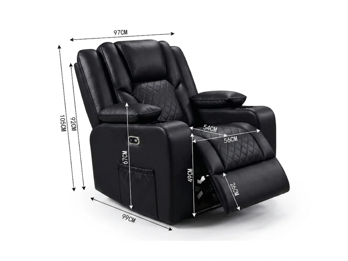 Orlando Electric Recliner Armchair Aire Leather - Image 6