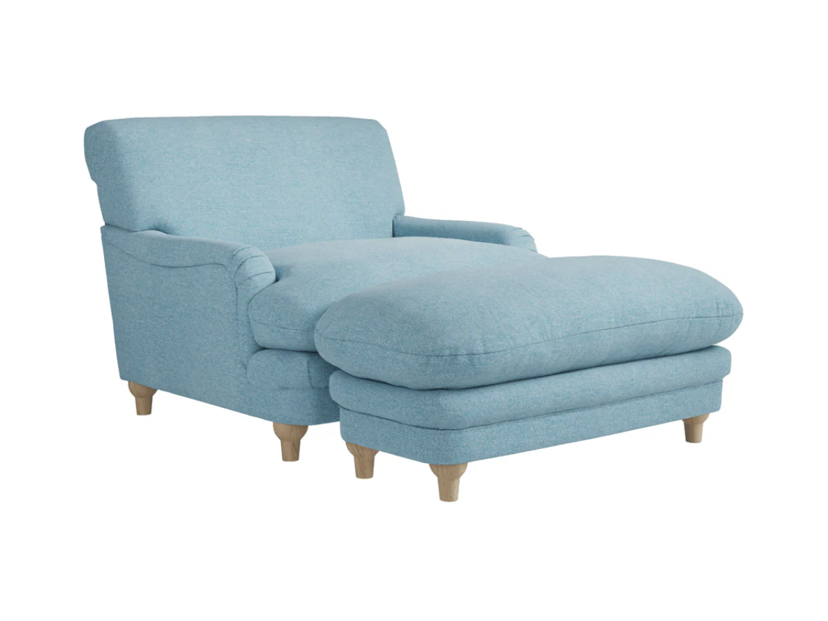 Plumpton Blue Footstool in Denim Blue and Duck Egg Chenille - Image 5