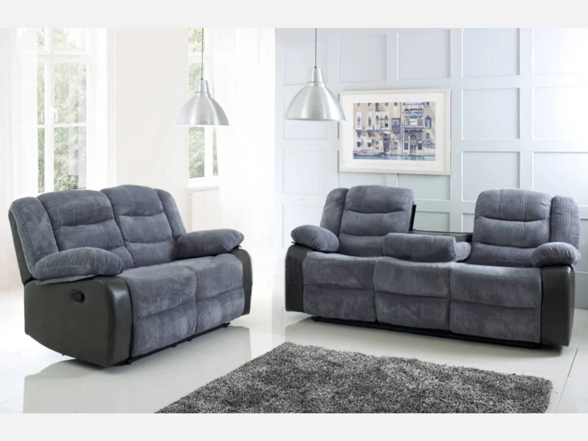 Rio Recliner 3+2 Sofa Set Grey Cord - Image 3