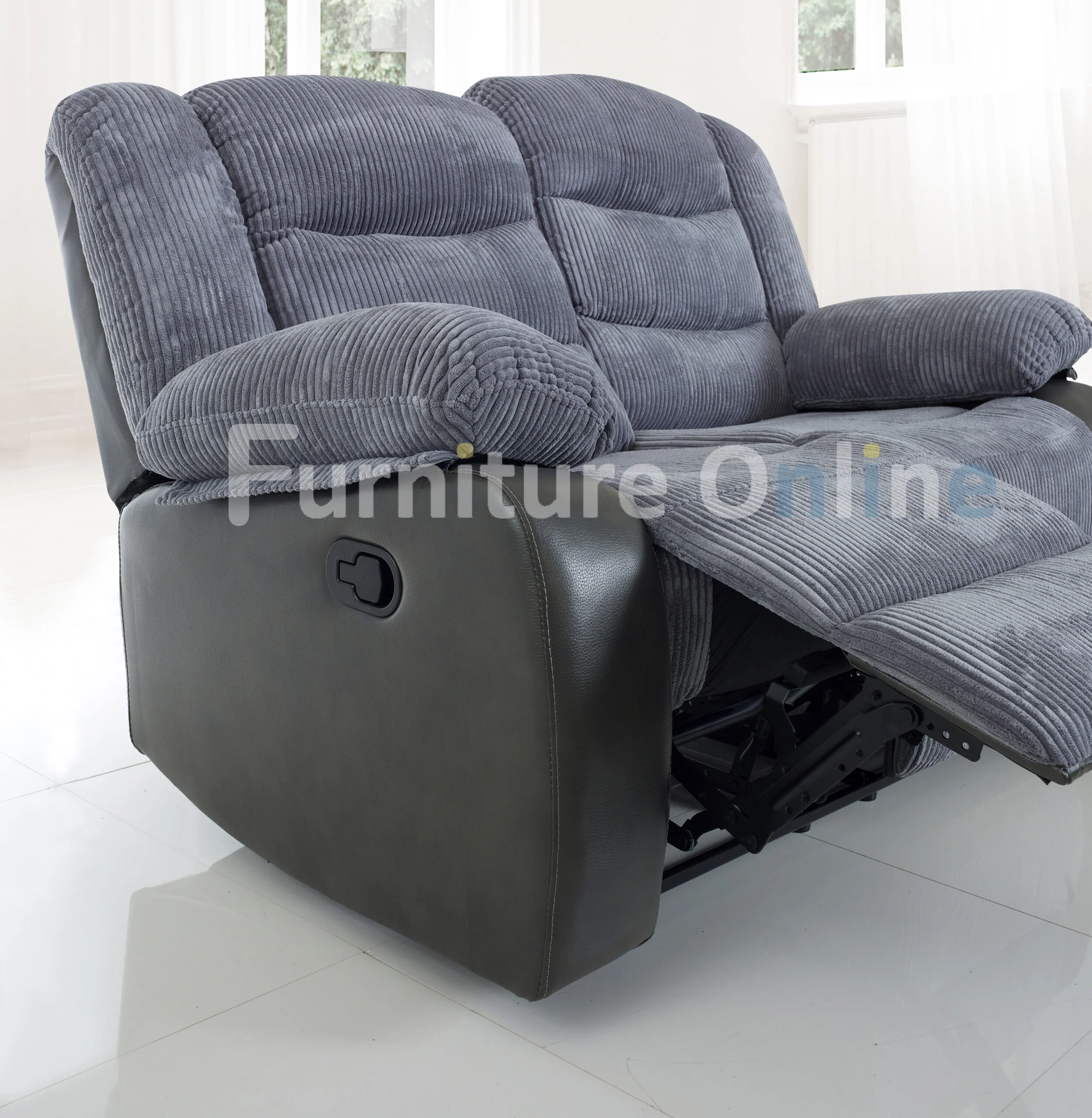 Rio Recliner 3+2 Sofa Set Grey Cord - Image 4