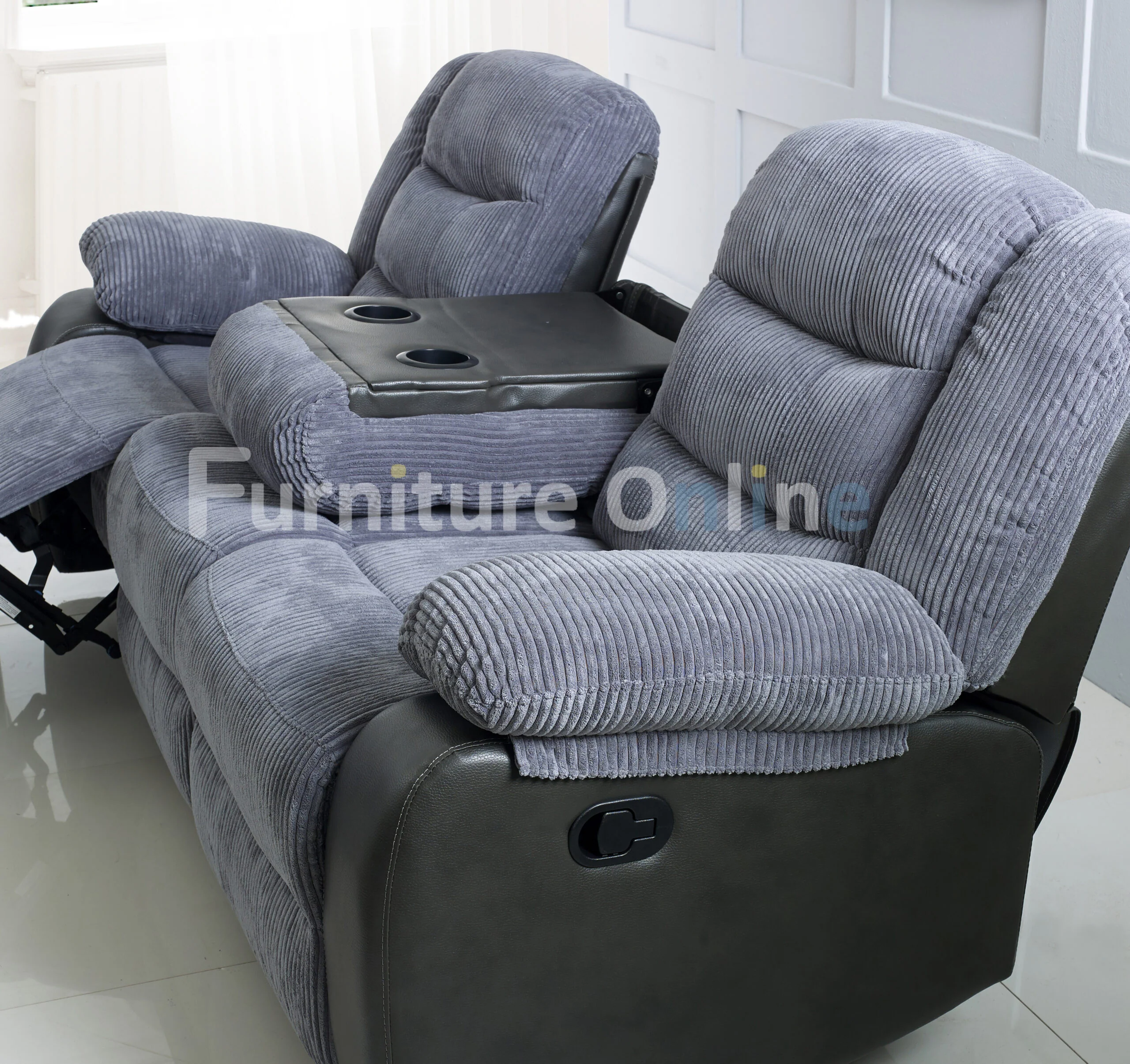 Rio Recliner 3+2 Sofa Set Grey Cord - Image 5