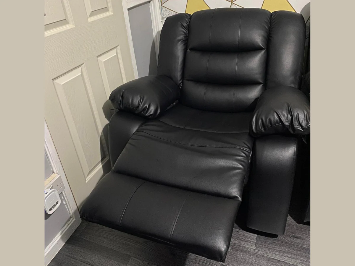 Roma Series 2 Armchair Recliner Black Faux Leather - Image 4