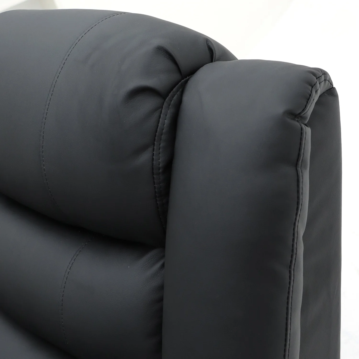 Roma Recliner 3 Seater Sofa Black Faux Leather - Image 5