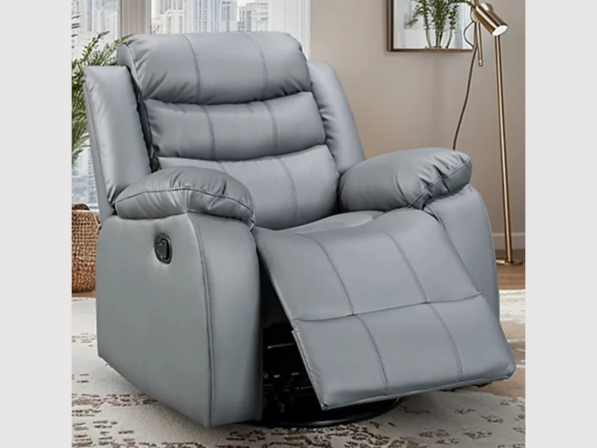 Roma Armchair Recliner Grey Faux Leather - Image 3
