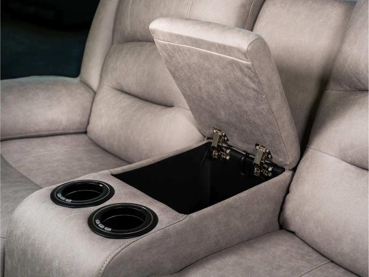 Saxon 3+2 Electric Recliner Sofa Set Light Grey Suede - Image 11