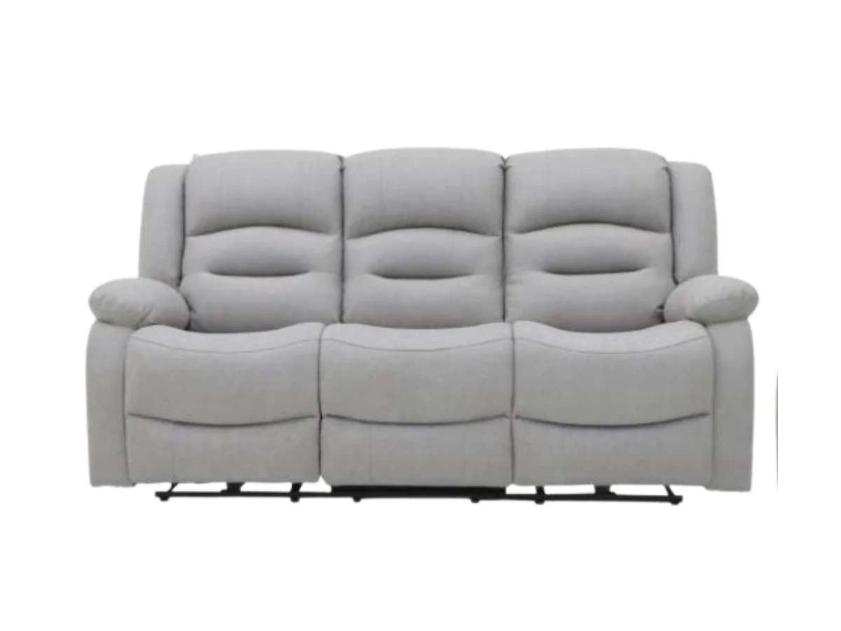 Saxon 3+2+1 Electric Recliner Sofa Set Light Grey Suede - Image 2