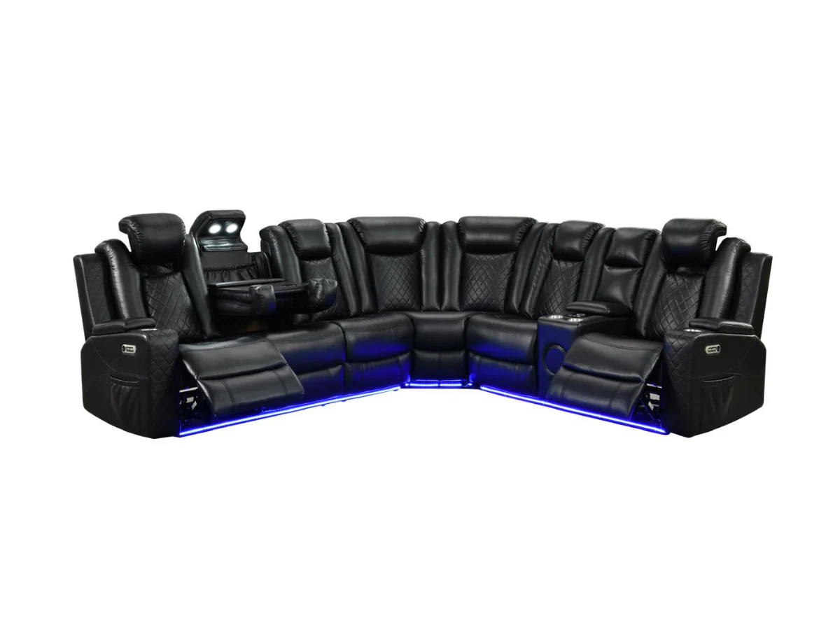 Sianna Corner Sofa Electric Recliner Aire Leather - Image 2