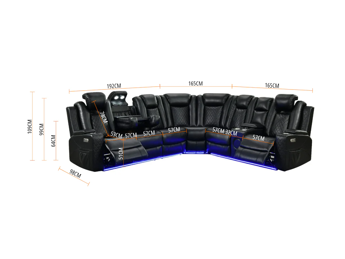 Sianna Corner Sofa Electric Recliner Aire Leather - Image 3