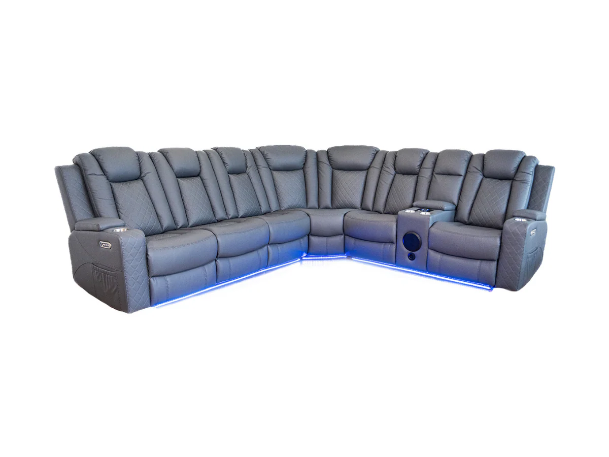 Sianna Corner Sofa Electric Recliner Aire Leather - Image 4