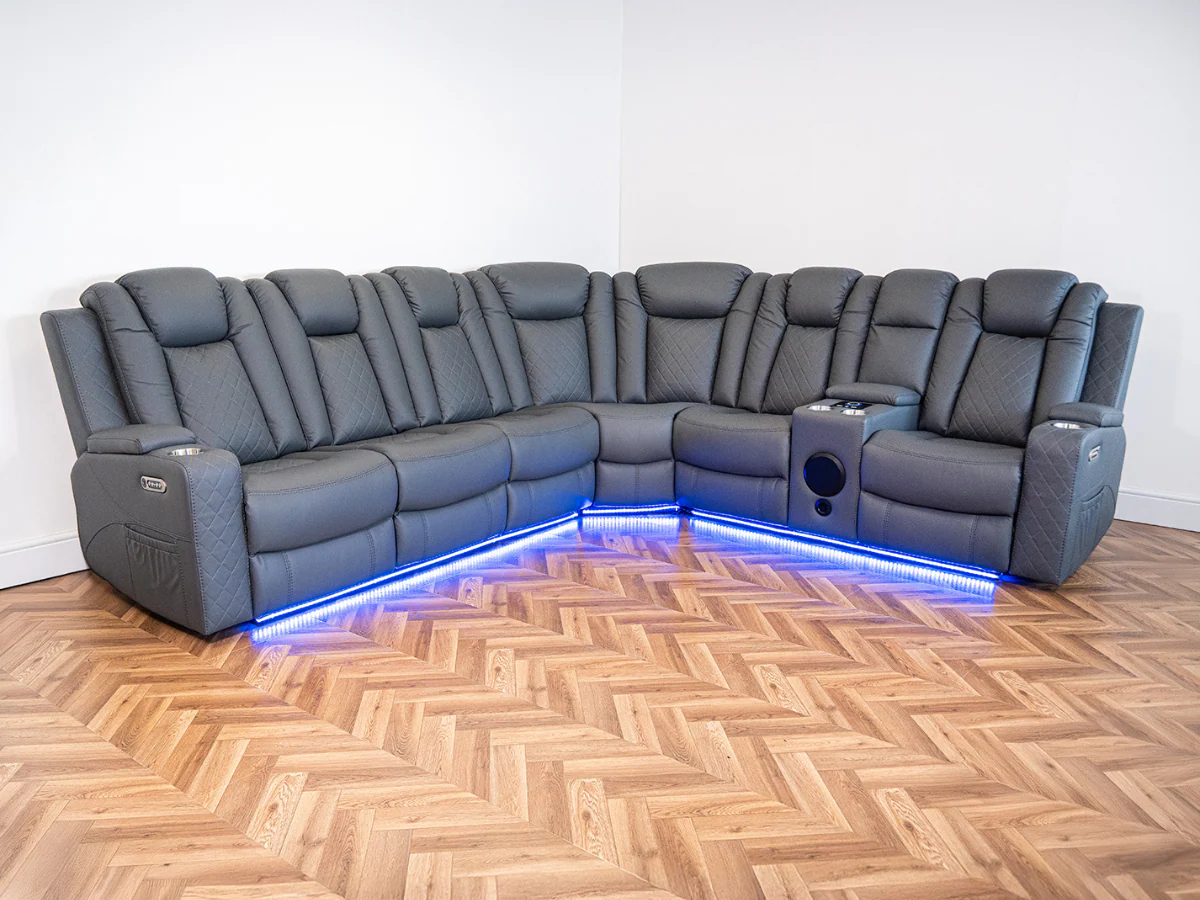 Sianna Corner Sofa Electric Recliner Aire Leather - Image 5