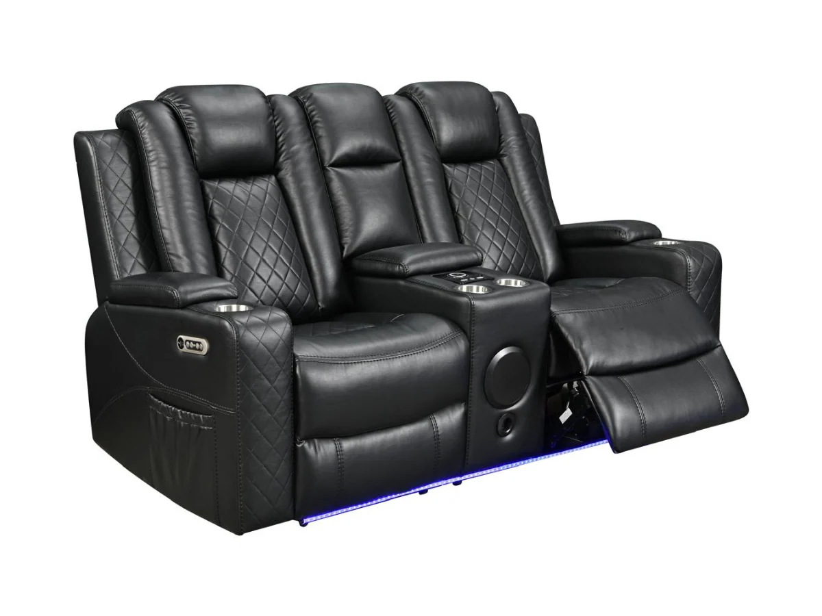 Sianna Electric Recliner 3+2+1 Sofa Set Black Aire Leather - Image 3