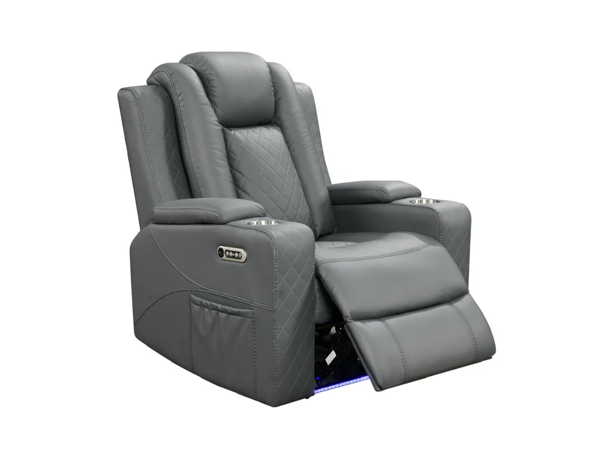 Sianna Electric Recliner 3+2+1  Sofa Set Grey Aire Leather - Image 4