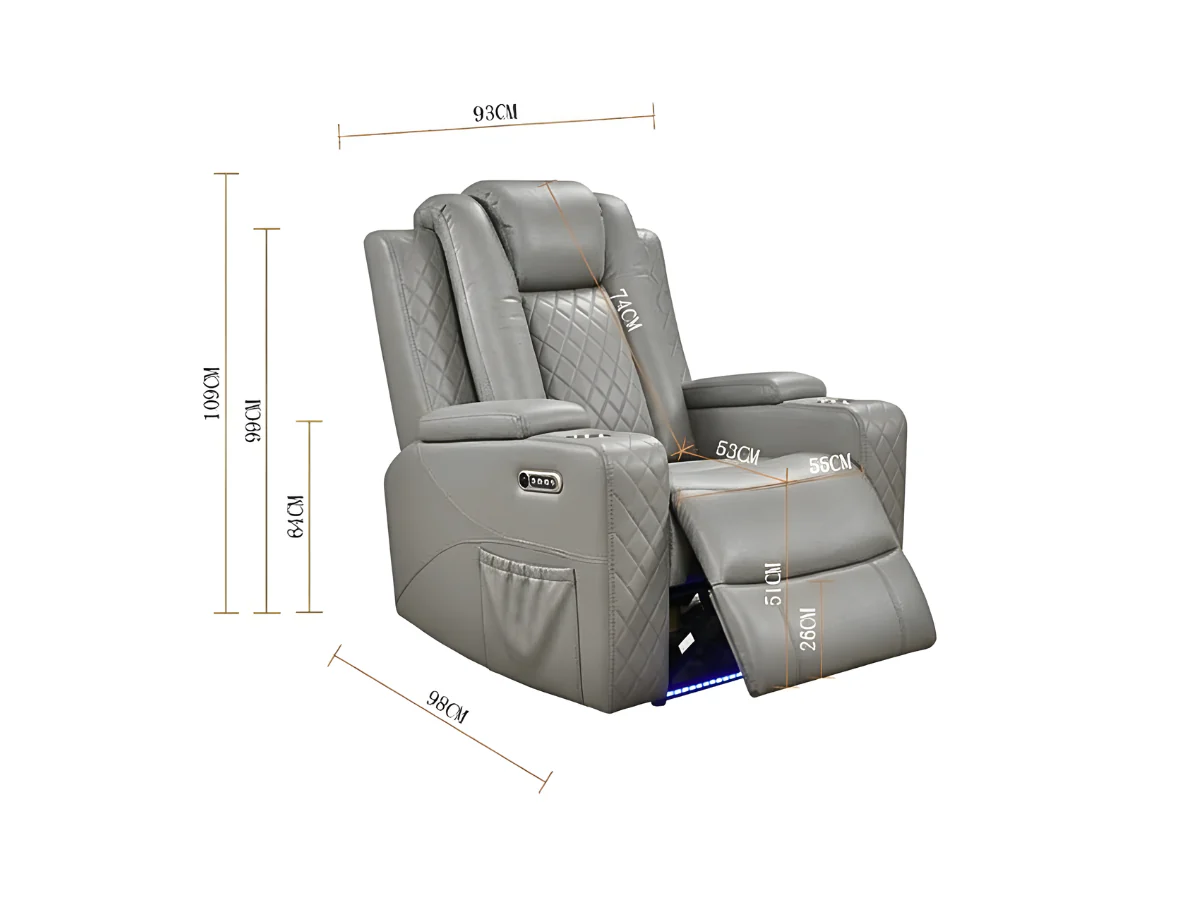 Sianna Electric Recliner 3+2+1  Sofa Set Grey Aire Leather - Image 7