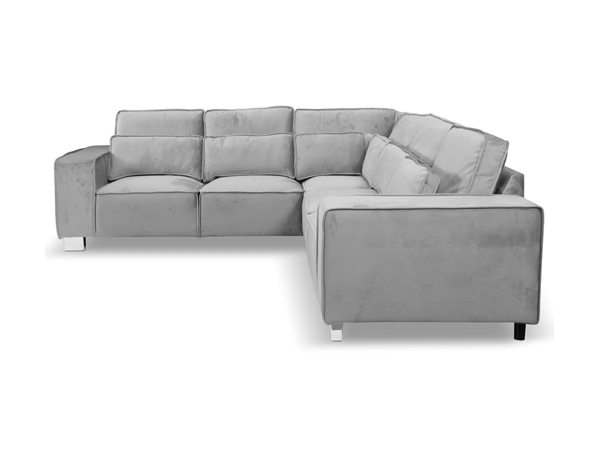 Sloane Luxury Large Double Corner Sofa Plush Velvet Silver - Image 2