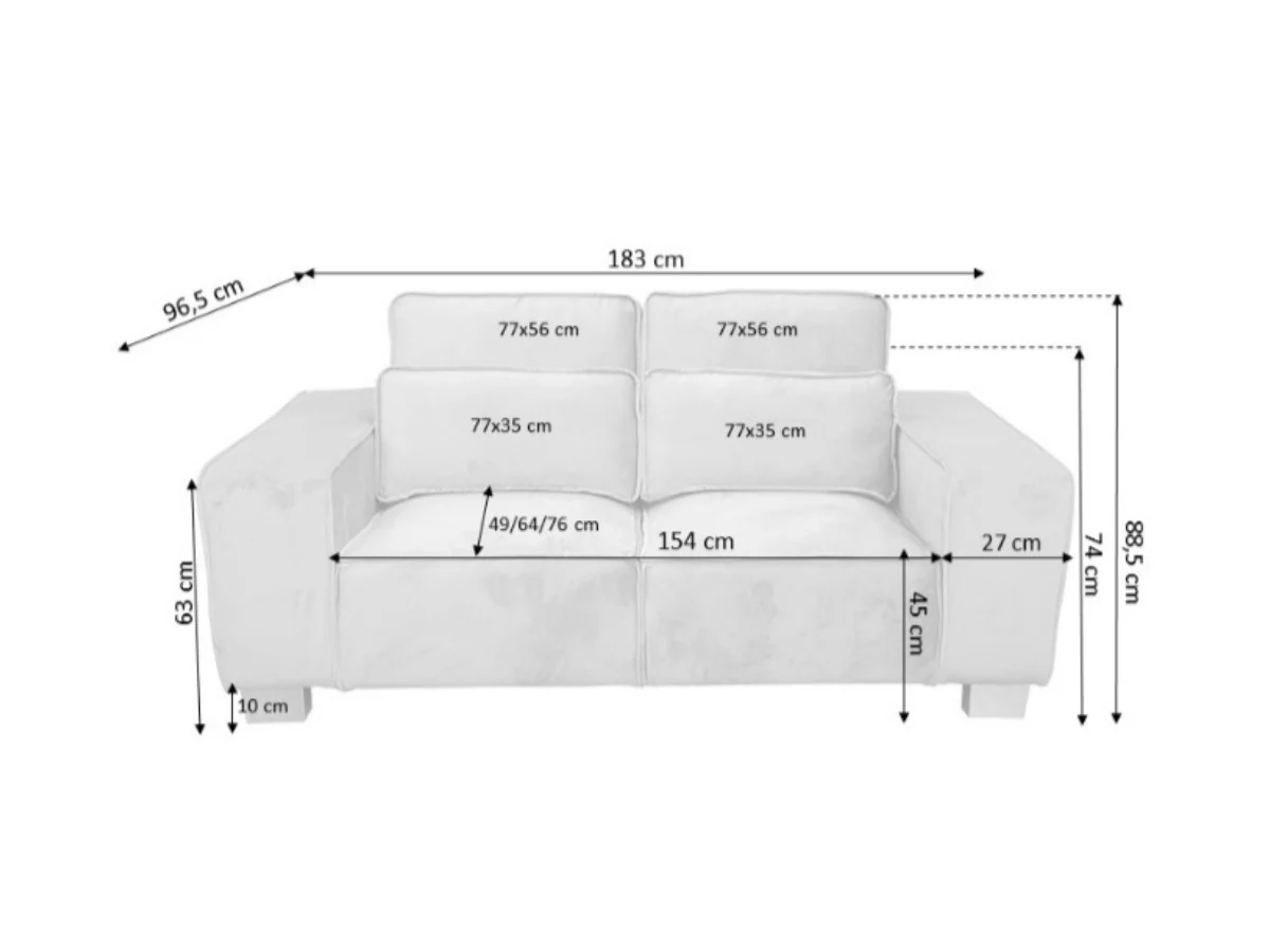 Sloane Black 2 Seater Sofa Velvet - Image 2