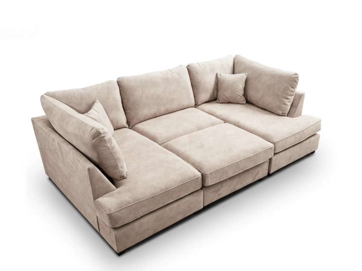 Soho Cream Small U Shaped Sofa in Dapple Fabric - Image 2