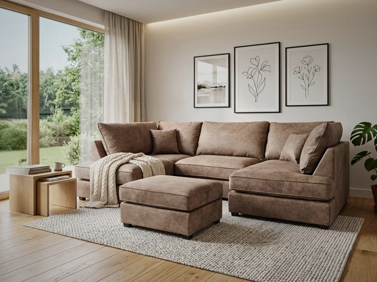Soho Small U Shaped Sofa Chocolate Dapple Fabric - Image 5