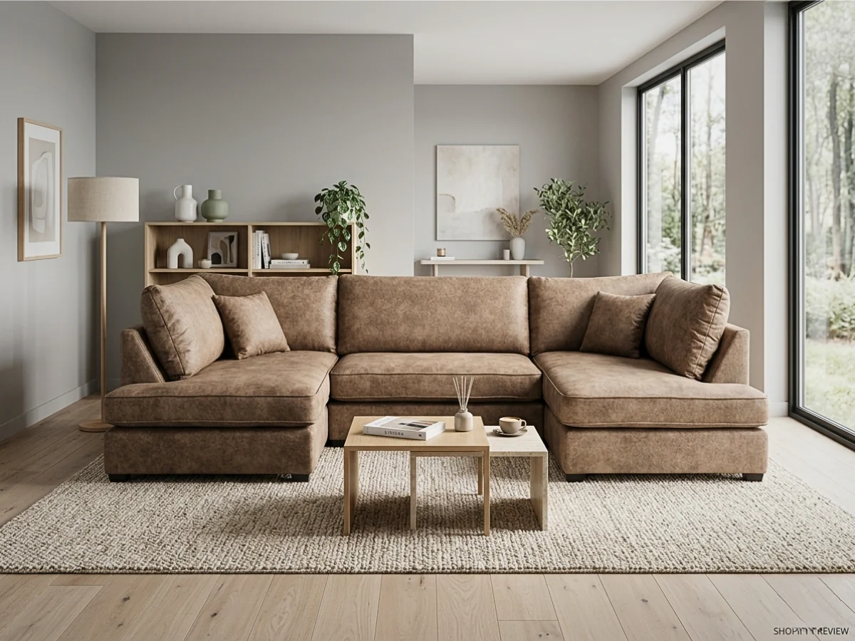 Soho Small U Shaped Sofa Chocolate Dapple Fabric - Image 6