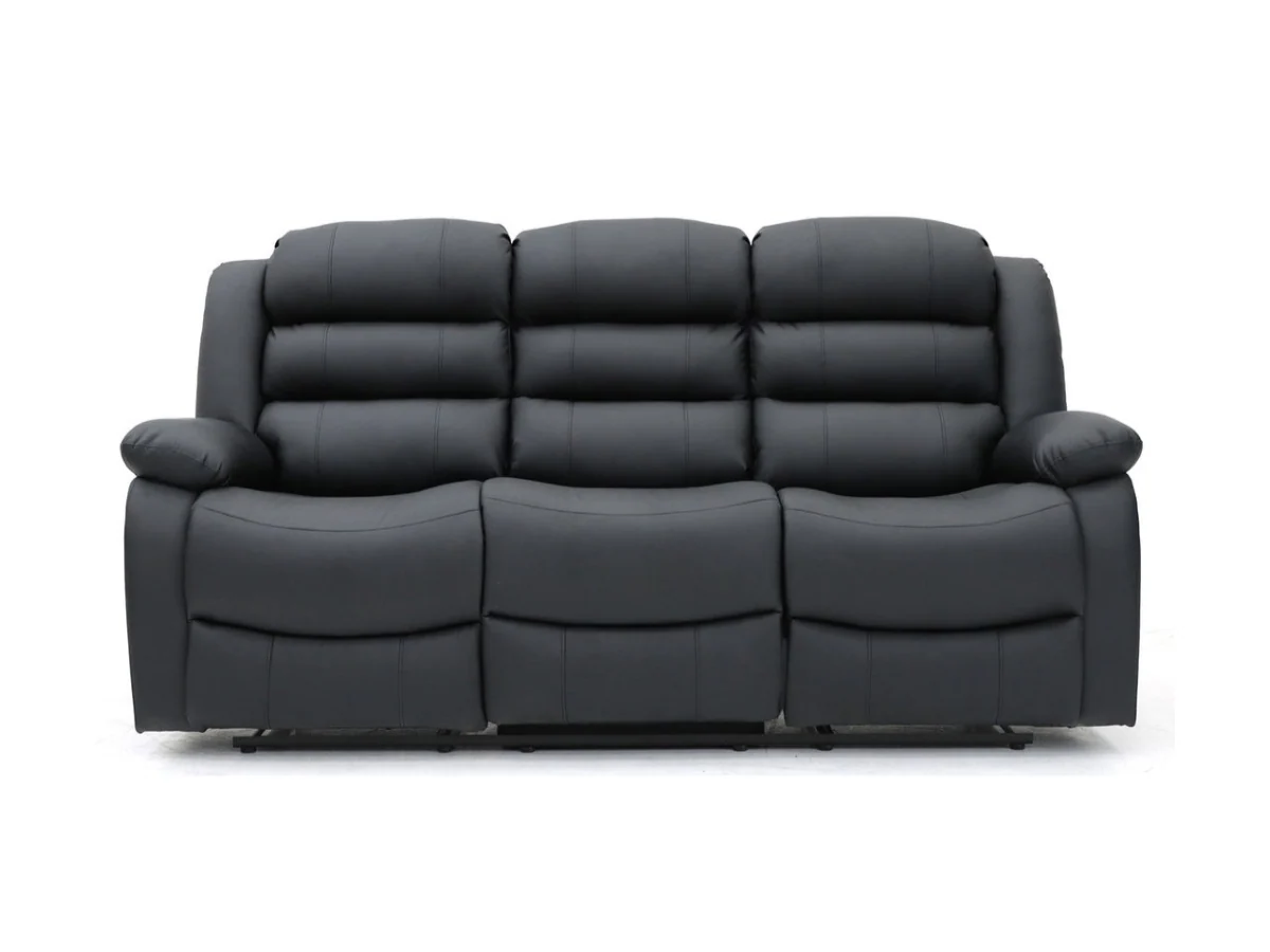 Sorrentino 3+2 Recliner Sofa Set Black Aire Leather - Image 4