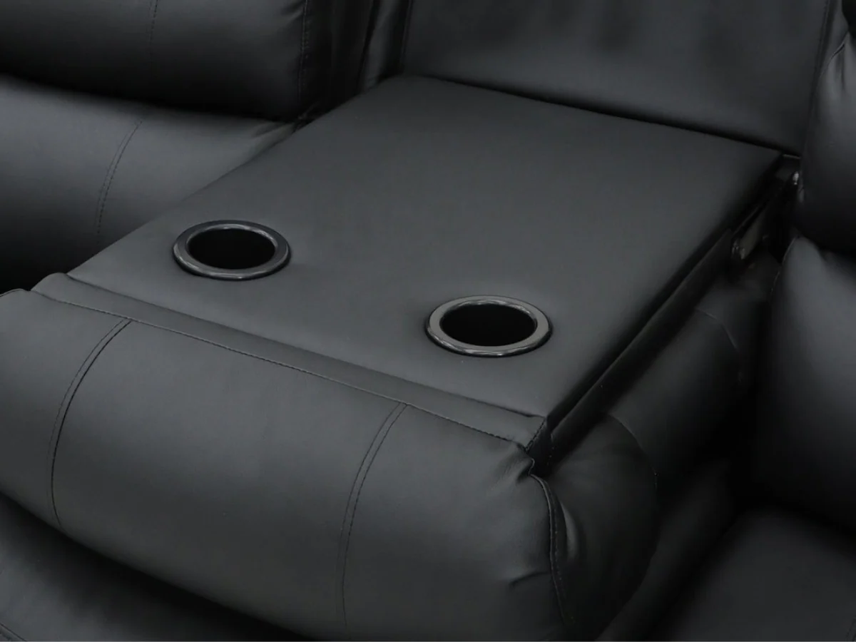 Sorrentino 3+2 Recliner Sofa Set Black Aire Leather - Image 7
