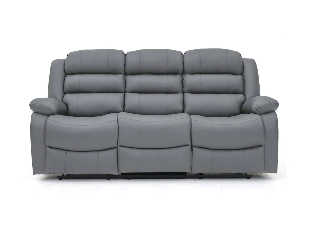 Sorrentino 3+2 Recliner Sofa Set in Grey Aire Leather - Image 4