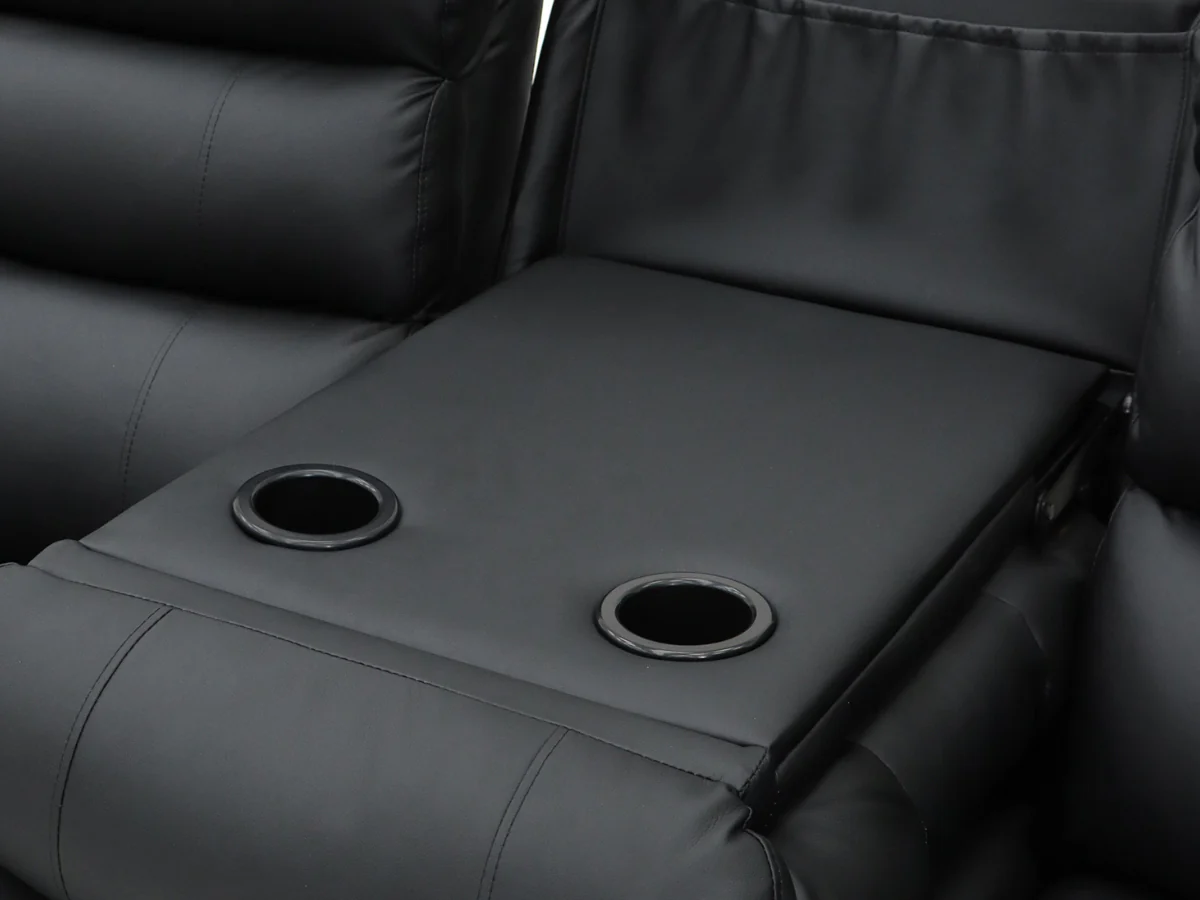 Sorrentino Recliner 3 Seater Sofa Black Aire Leather - Image 3