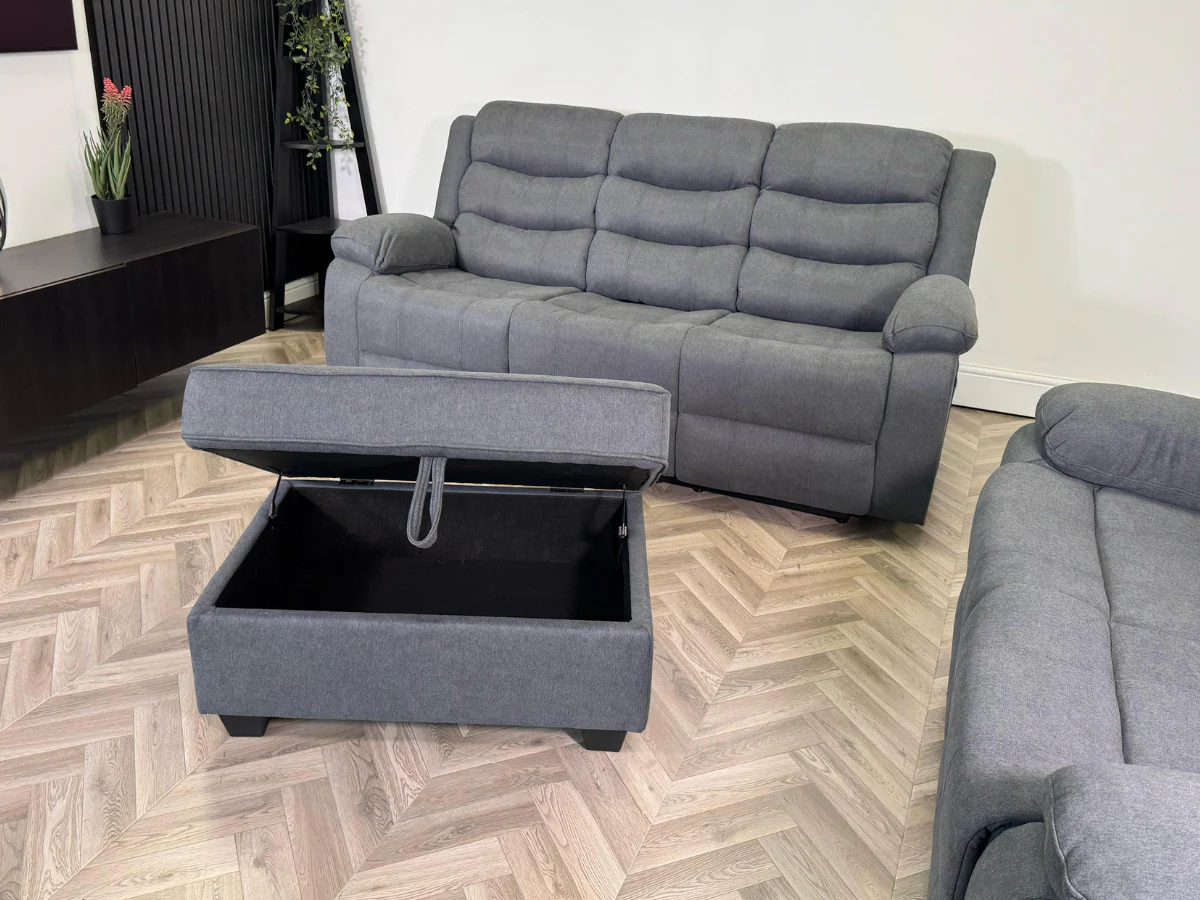 Sorrentino Storage Ottoman Grey Chenille - Image 3