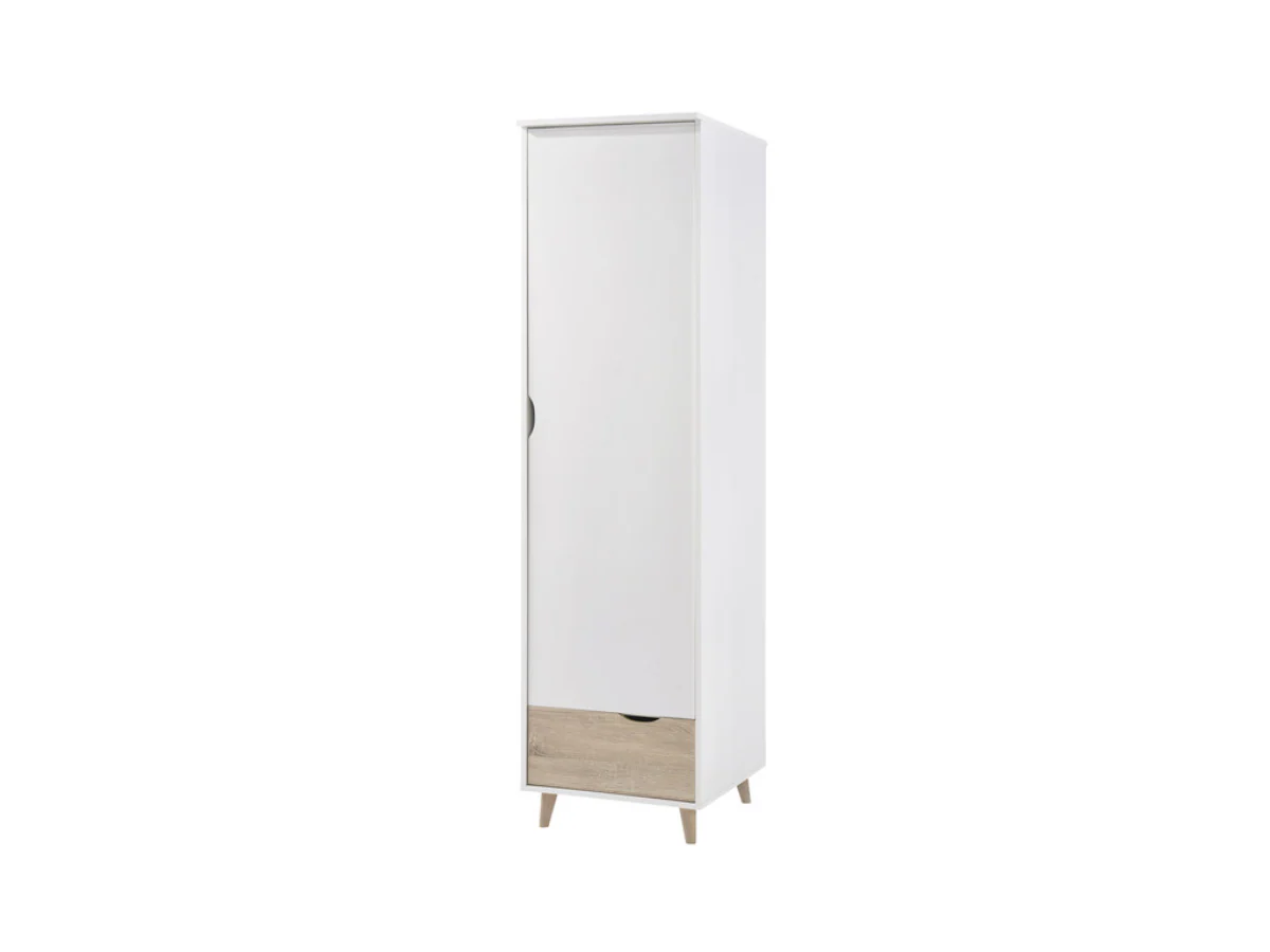 Stockholm 1 Door Wardrobe White Oak