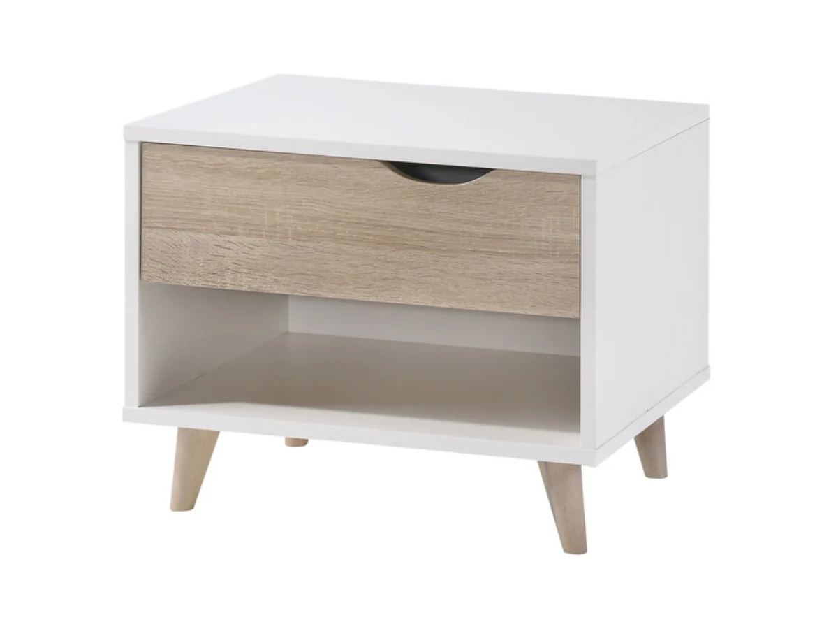 Stockholm 1 Drawer Cabinet White Oak