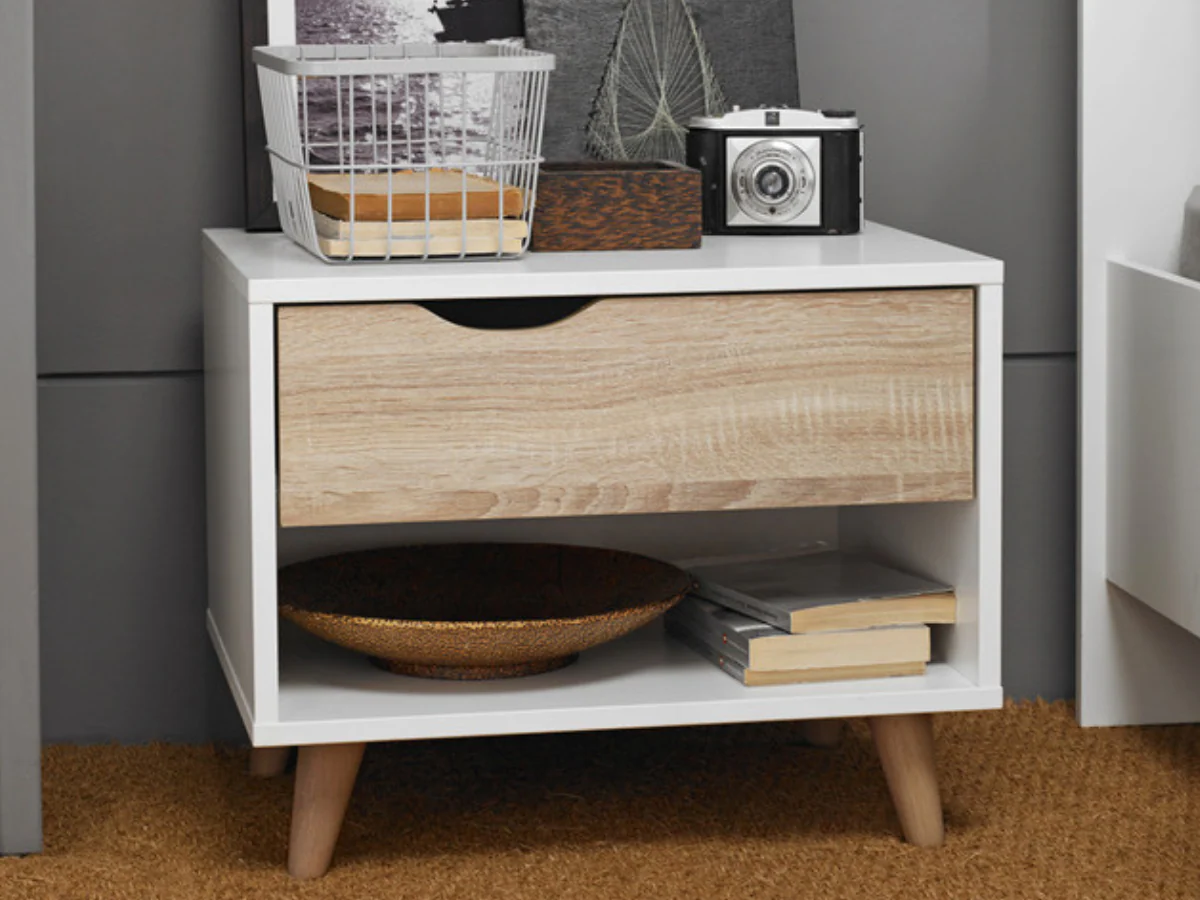 Stockholm 1 Drawer Cabinet White Oak - Image 3